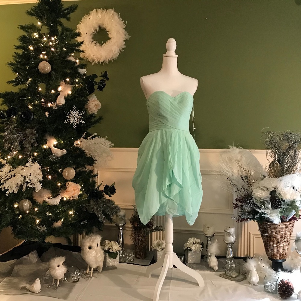 Bridesmaid mint green short dress